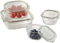 iwaki PC-PRN4G41 Heat Resistant Glass Storage Container, Olive Green, Square Shape, 4-piece Set, Pack & Range