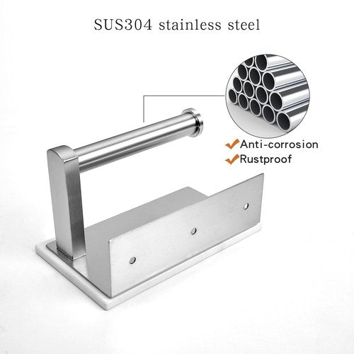 JOMANDAN 304 Wall Mounted Toilet Paper Holder, Toilet Paper Phone Holder Mobile Phone Storage Shelf for Modern Bathroom with Shelf-with Marble Panel (Brushed Nickel)