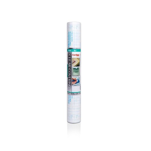 Con-Tact Brand Creative Clear Covering, Versatile and Self-Adhesive Shelf Liner, Ideal Privacy Film, Protective Clear Vinyl, 18'' x 50', Matte