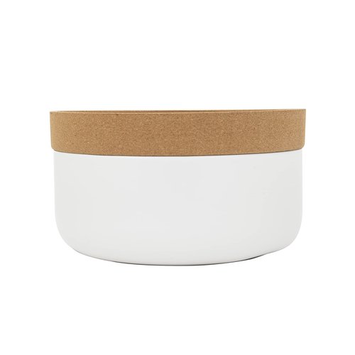 Kamenstein 2 Compartment Large Bowl Extends Produce Freshness, 11 x 11 x 6 Inch, Natural Cork and White Ceramic