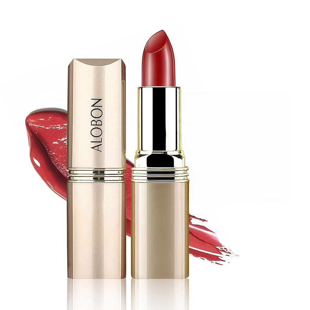 Alobon Long-Lasting Deep Red Lipstick - Moisturizing Formula for Vibrant Color (10* Aunt Color)