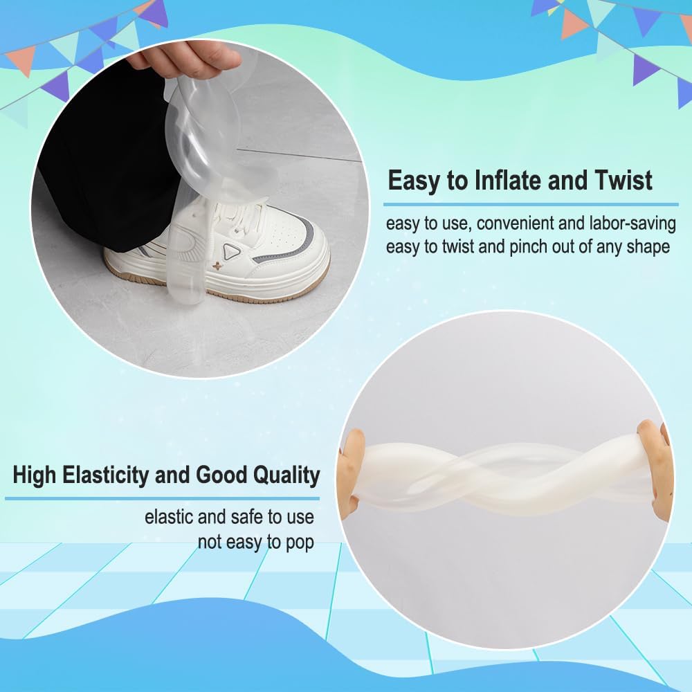 Skiennix 260 Balloons - Clear & White Party Balloons | 100PCS Animal Long & 50PCS Transparent