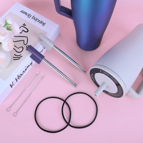 Jetstop Straw Kit Compatible with Brumate Era 30 oz - 2 Stainless Steel Straws with Silicone Straw Connectors, Sealing Rings & Cleaning Brushes - Reusable Accessories for Brümate Tumbler