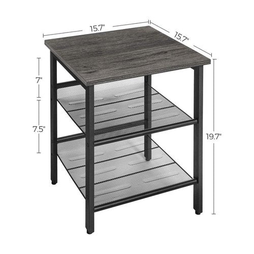 VASAGLE Nightstand, Set of 2 Side Tables, End Tables with Adjustable Mesh Shelves, for Living Room, Bedroom, Industrial, Stable Steel Frame, Easy Assembly, Charcoal Gray and Black ULET024B04