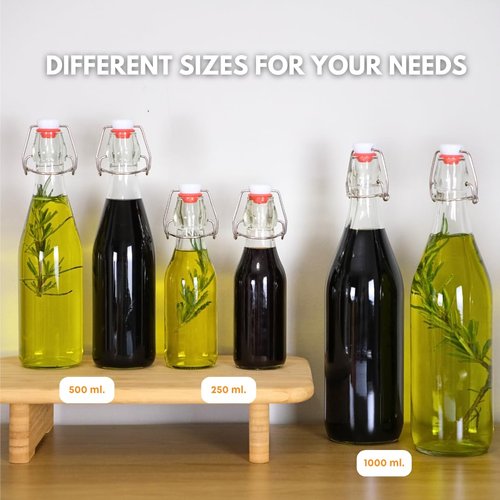FastRack Swing Top Glass Bottles |16 oz – Pack of 6 | Clear, Flip Top Glass Bottles for Home Brewing, Carbonated Drinks, Kombucha, Fermentation, Water | Food Grade – ECO Friendly