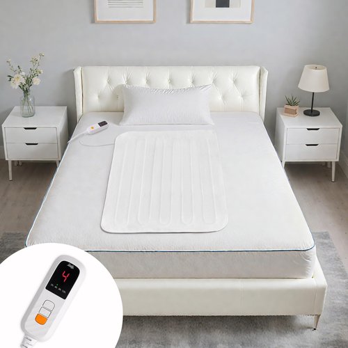 Sealy Heated Mattress Pad Mini Twin Size，31”x 55”Electric Mattress Pad Bed Warmer with 9 Heat Settings & 10 Hours Auto Off, Machine Washable, White