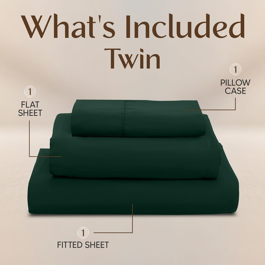 Utopia Bedding Twin Sheet Set - Soft & Breathable Microfiber, 3-Piece Bed Sheets | Emerald Green