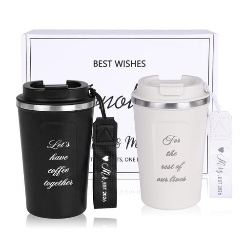 Tonoler Mr and Mrs Gifts 2026, Stainless Steel Insulated Coffee Mug for Couples, Wedding/Engagement/Bridal Shower Gifts for Newlywed, Bride and Groom - 12 Oz