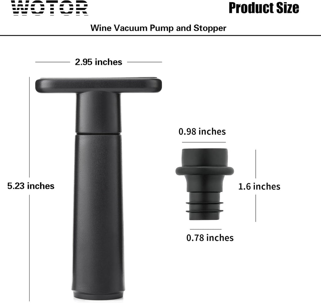 WOTOR Wine Saver Vacuum Pump with 20 Stoppers, Wine Stopper & Preserver, Reusable Bottle Sealer Keeps Fresh, Ideal Accessories Gift (Flat Handle)