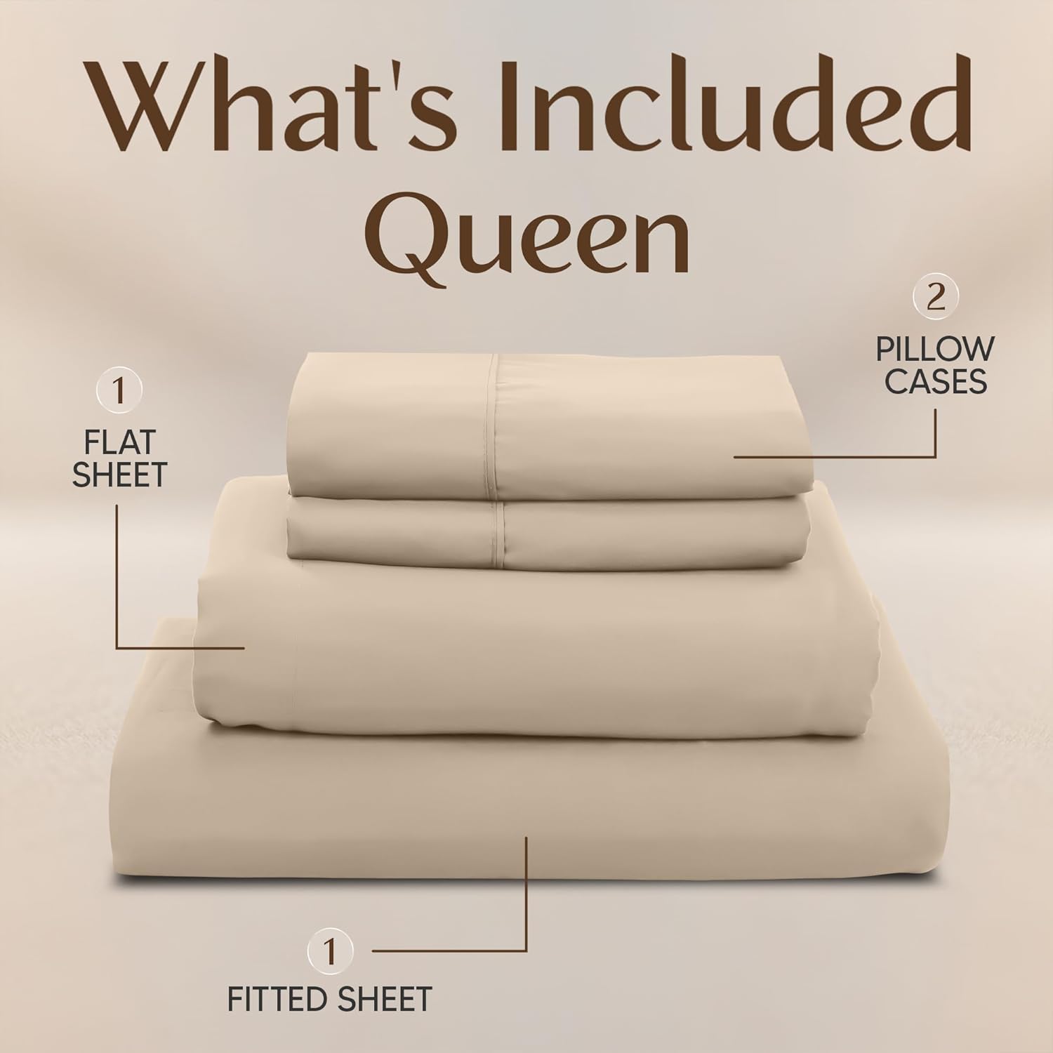 Utopia Bedding Queen Size Sheet Set - Soft, Breathable Microfiber, 4-Piece in Sand | Oeko-Tex Certified