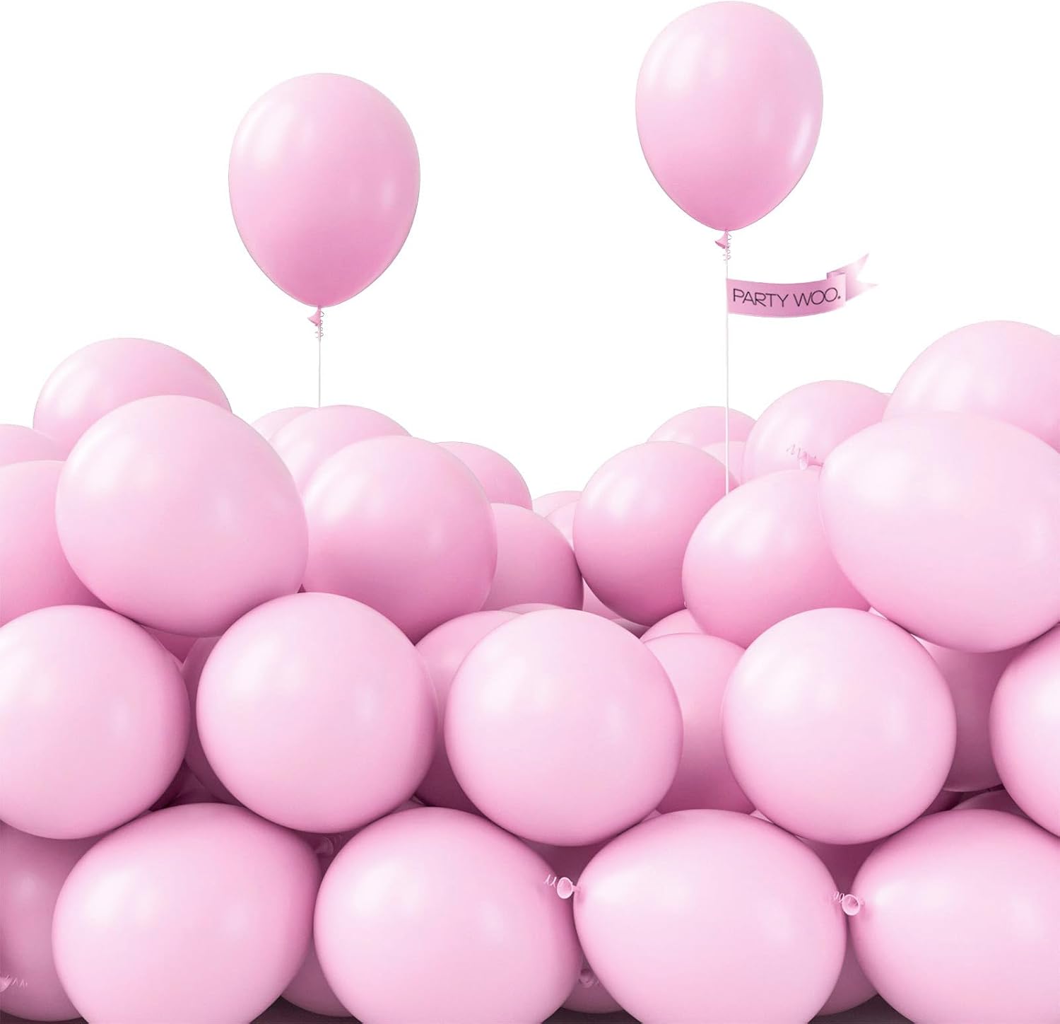 PartyWoo Baby Pink Balloons - 50pcs 5 Inch Pastel Latex Helium Balloons for Baby Showers & Parties