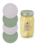 Elementi Mason Jar Fermentation Lids - Set of 4 Easy Grip Silicone Airlock Lids for Wide Mouth Mason Jars – Sauerkraut & Pickling Fermentation Kit – Self Burping Airlocks for Fermenting Kit