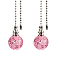 Savagrow 2Pcs Crystal Ice Cracked Ball Ceiling Fan Pull Chains Light Fan Hanging Chains Decorative Beaded Chain Extender, Pink