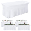 Fani 4 Pack Spandex Table Skirts for Rectangle Stretch Tablecloth, Wrinkle Resistant Table Covers and Fitted Skirts for Trade Show, Banquet, Restaurant, Party, Events (8ft, White)