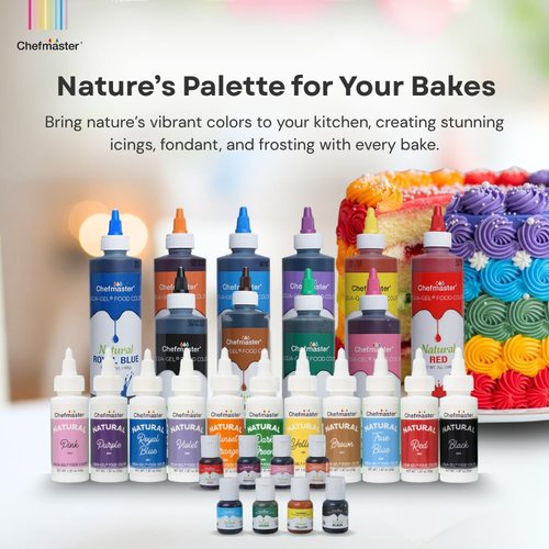 Chefmaster Plant-Based Natural Liqua-Gel Food Coloring - No Artificial Dyes, Yellow, 1.87 oz | Perfect for Icing & Fondant