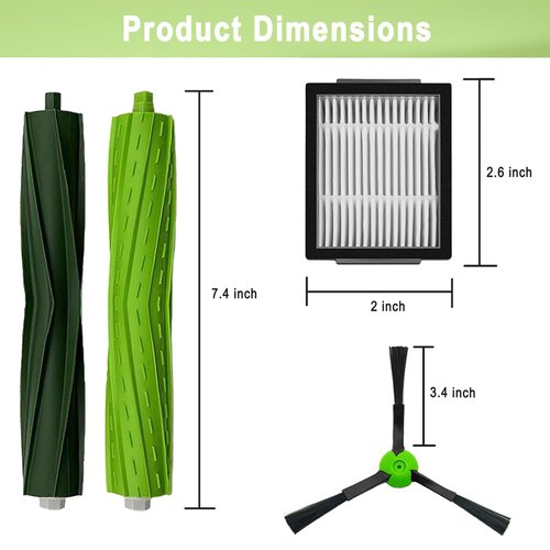 18 Pack Replacement Parts Accessories Compatible for iRobot Roomba i3 i3+ i7 i7+ i4 i6 i6+i8 i8+/Plus E5 E6 E7 J7 i5+j5+ I,E &J Series Vacuum Cleaner 2 Set of Roller Brush & 8 Filters & 8 Side Brushes