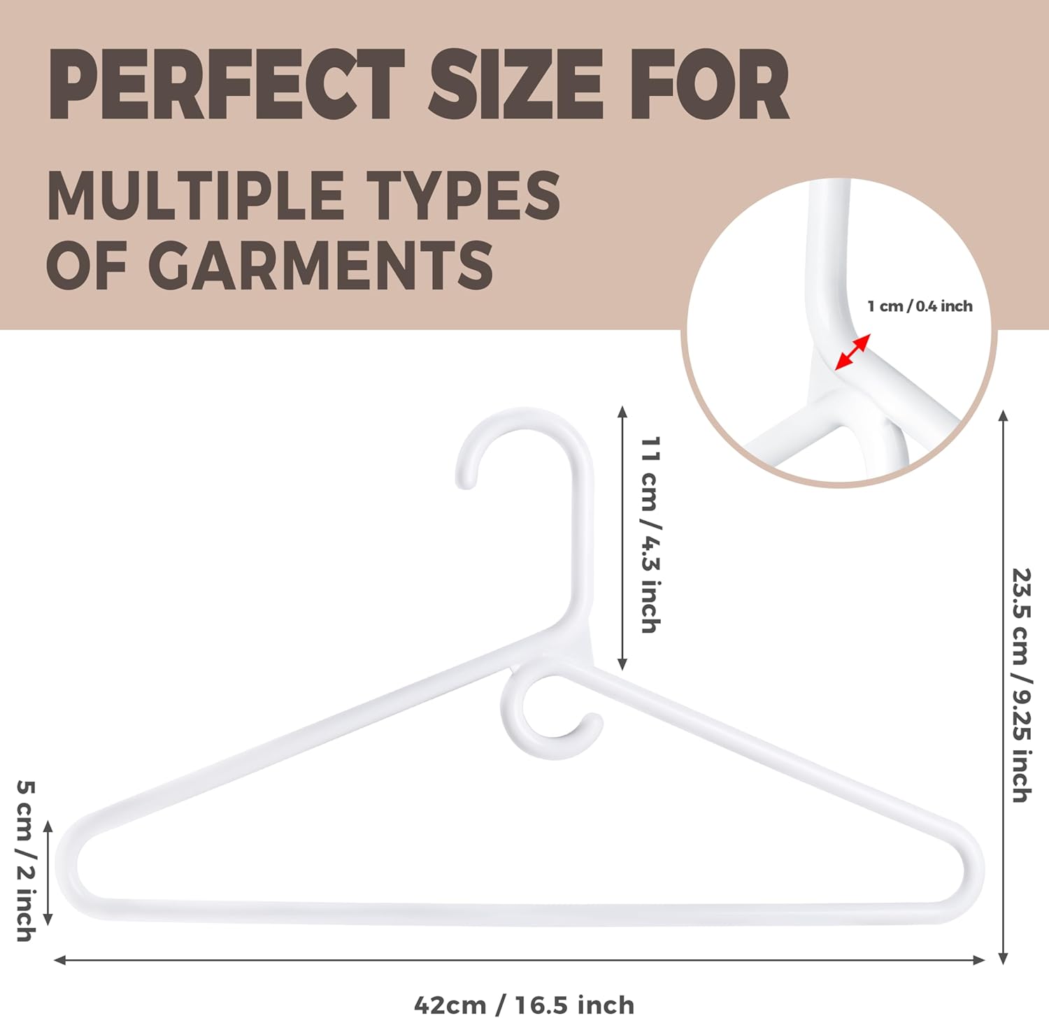 Quality White Plastic Hangers - Heavy Duty 10 Pack for Clothes | Thick Standard Closet Hangers (White)