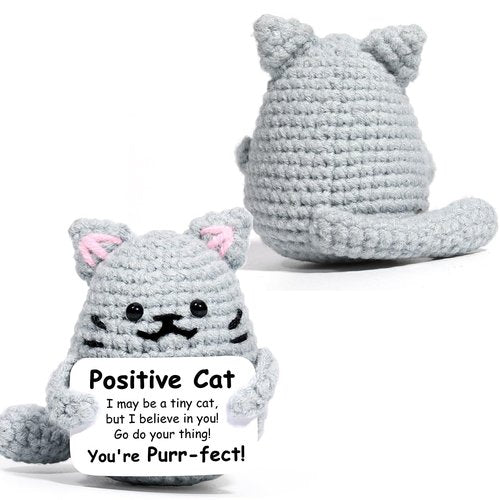 AICase Inspirational Crochet Positive Cat Animals Gifts, Easter Basket Stuffers Emotional Support Nuggets Funny Cat Lover Gift for Women Men Her Mom Dad Birthday Cute Themed Decor Stuff Merch