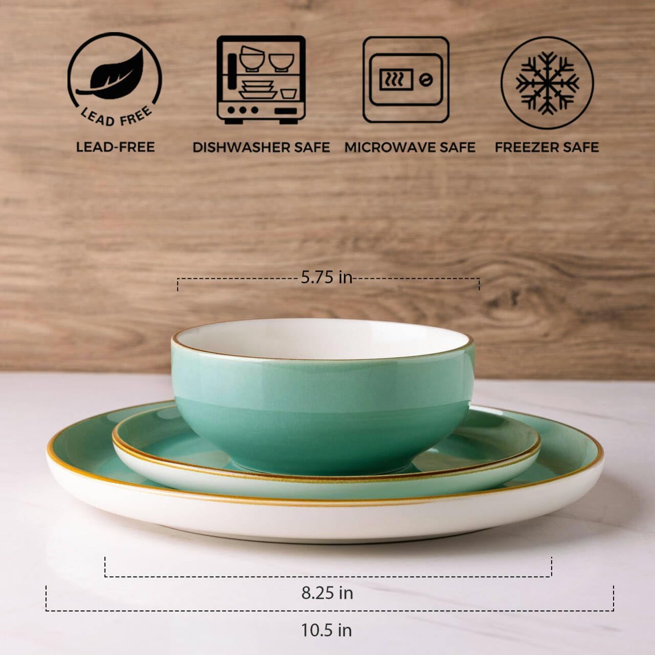 GBHOME Ceramic Dinnerware Sets, 18 Pieces Stoneware Dinnerware Set, Plates and Bowls Sets, Dishwasher & Microwave Safe,Dishes Set | Service for 6