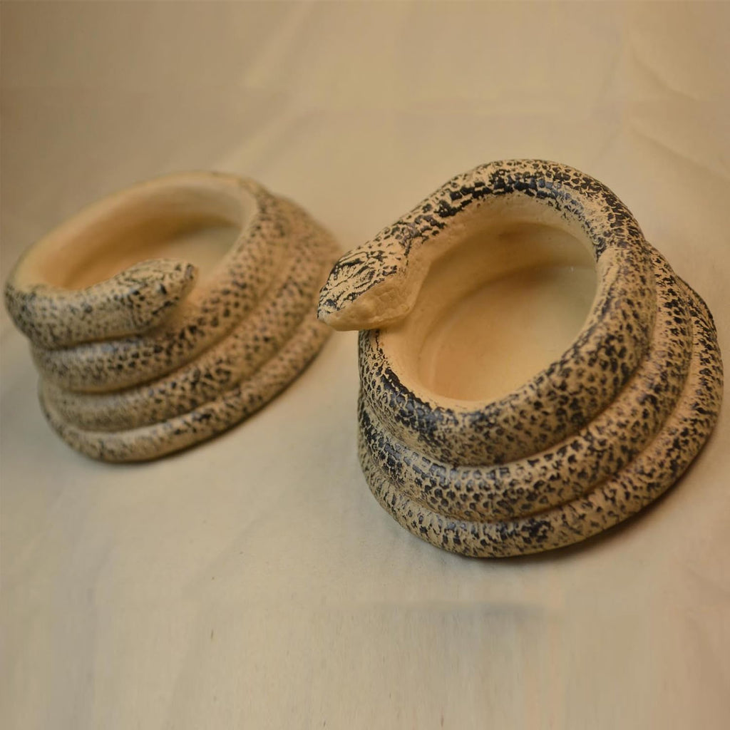 Skiennix Coiled Snake Candlestick Holder - Resin Tealight Candleholder | Serpent Sculpture Decor (2 Pcs)