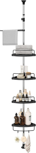 SONGMICS Corner Shower Caddy - 4-Tier Rust-Resistant Organizer | Height Adjustable, Drill-Free, Ink Black, 35.8 to 118.1 Inches