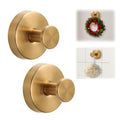 Suction Cup Hooks for Wreaths on Glass, No-Drill Suction Cup Hooks, Wreath Hangers for Front Doors, Metal Towel Hooks for Showers Bathrooms Mirrors (2Pcs Gold)