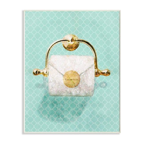 Stupell Industries Fashion Toilet Paper Roll Iconic Blue Designer Glam Wall Art, 10 x 15