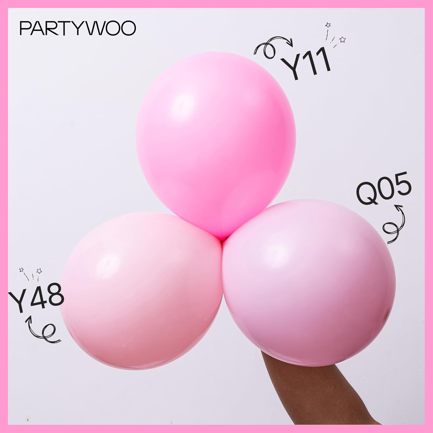 PartyWoo Light Pink Balloons - 100 Pcs Pastel Balloon Arch Kit for Baby Showers & Birthdays | Various Sizes 5-36 Inch