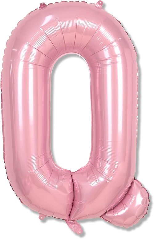 **Q Letter Balloon by [Brand Name] - 40 Inch Pastel Pink Foil Alphabet Balloon for Baby Girl Birthday Decor**