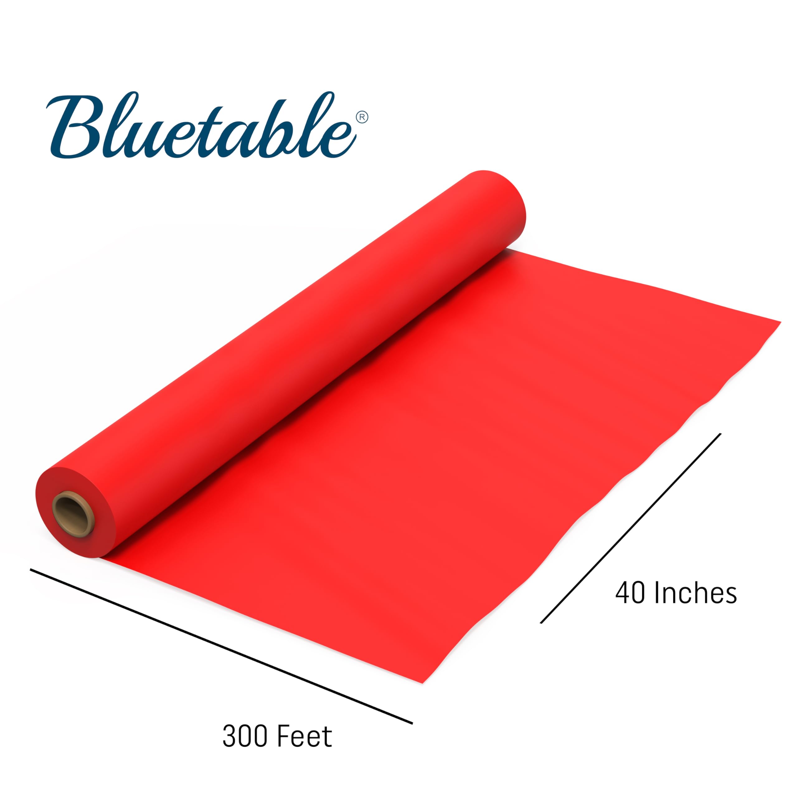 Table Cloth Roll Plastic - Red 40”x 300’ Feet, Disposable Tablecloth Rolls to Cover Table, Plastic Tablecloths for Covering Tables