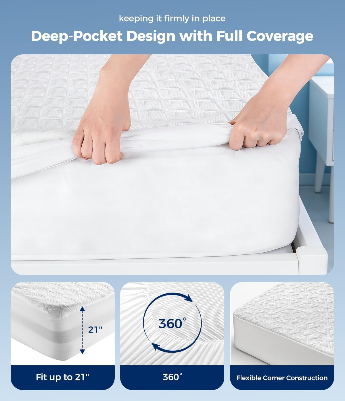 Skiennix Waterproof Mattress Protector - Soft, Breathable Twin Size Pad with Deep Pocket | Noiseless Cooling Cover