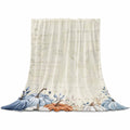 Blue Pumpkins Fall Throw Blanket - Elegant Leaves Flannel Fleece, Lightweight for Women, Adults, Kids & Babies - Microfiber Nap Blanket for Couch, Bed, Sofa - 60" x 40"