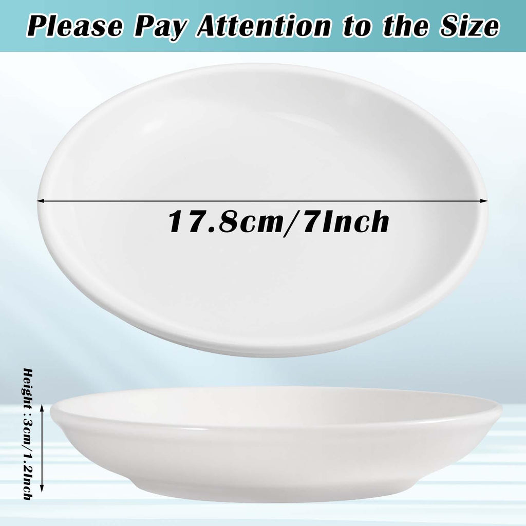 Cabaubl White Dessert Plates Ceramic,Set of 6 Small Dinner Plates,7 Inch Round Appetizer Plates,Ceramic Salad Plates Set,Ceramic Serving Dishes,Microwave and Dishwasher Safe