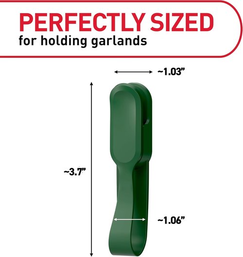Command Garland Holder - Damage-Free Fireplace Mantle Display for Garlands & Wreaths | 6 Pack, Green