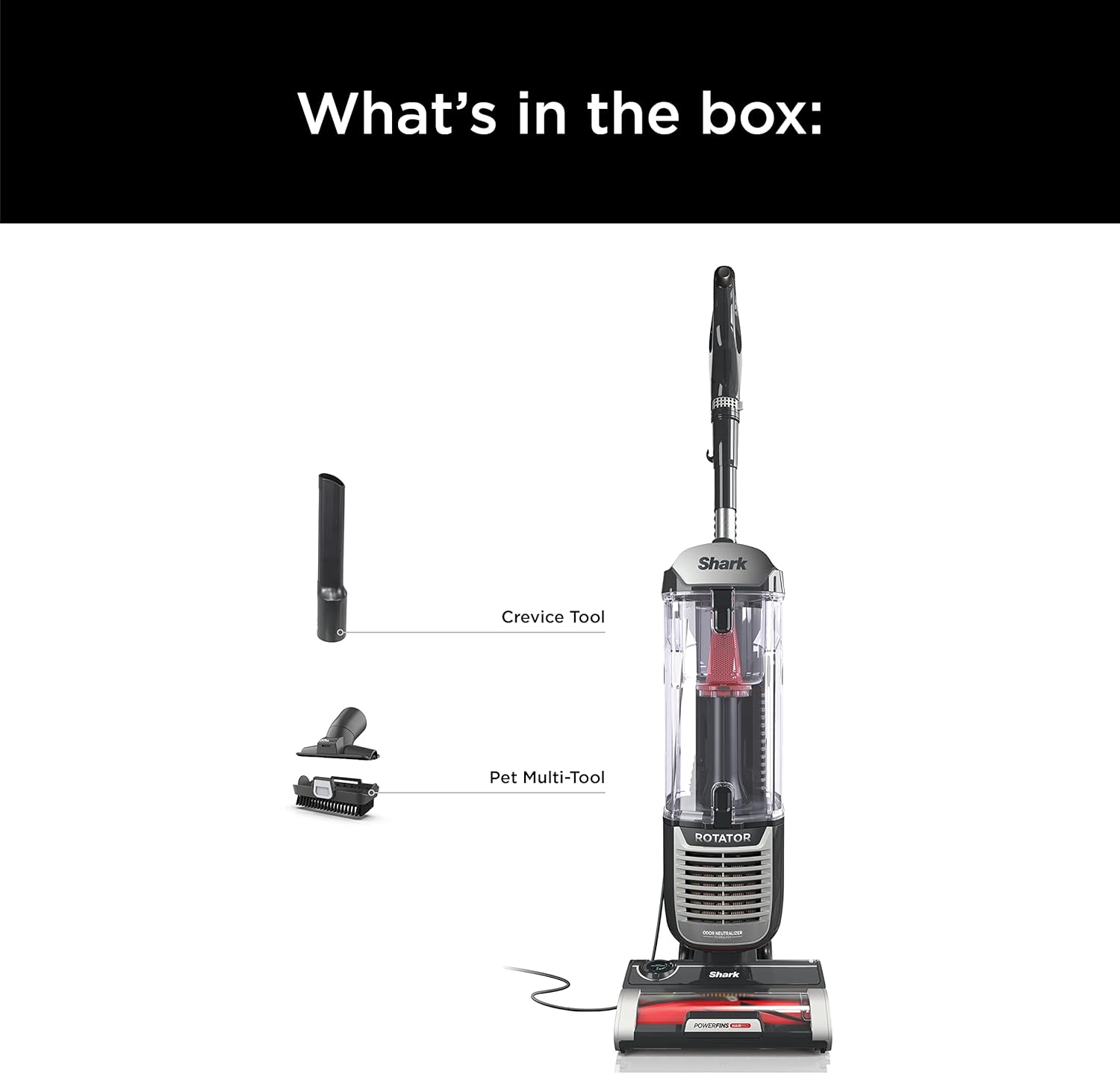 Shark ZU102 Pet Upright Vacuum - PowerFins HairPro & Odor Neutralizer, Charcoal, 2.9L Dust Cup