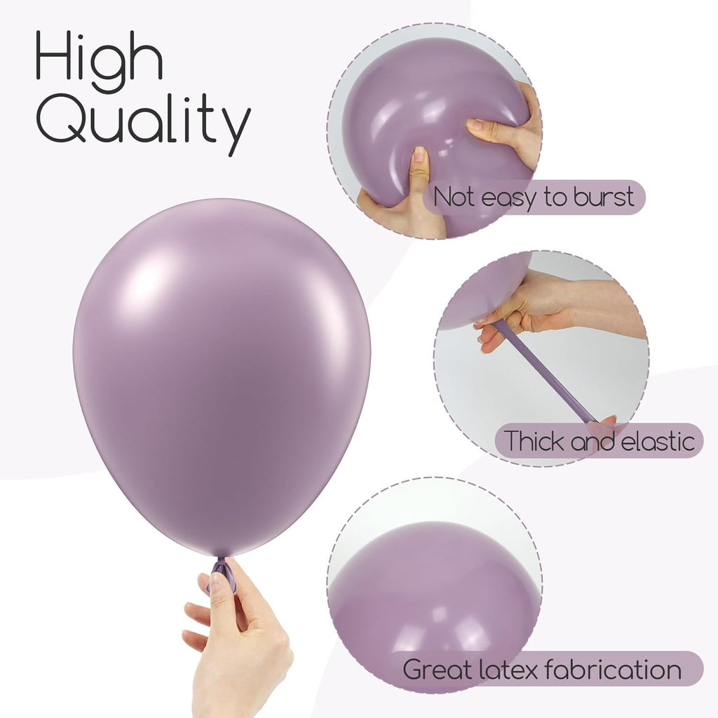 Skiennix Dusty Purple Balloon Set - 120 Pcs in 5-18 Inch Sizes | Perfect for Boho Bridal & Baby Showers