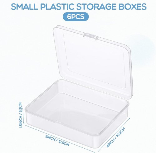 Jetec Mini Plastic Clear Beads Storage Containers - 6 Pieces for Jewelry, Crafts & Small Items | 5 x 4 x 1.3 Inch