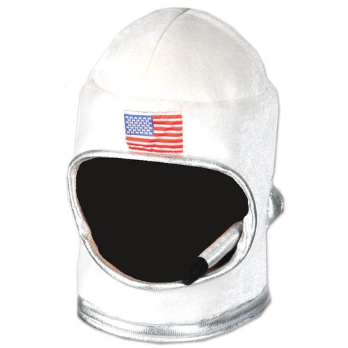 Beistle Unisex Plush Astronaut Helmet – Silver & White Headwear, Halloween Costume Accessory, Photo Booth Prop, Space Themed Party Supplies, Crazy Hat Day, Astro Pilot Dress Up