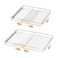 SANNO Chrome Expandable Pull Out Kitchen Cabinet Organizer, 14"-25" Width, 22.24" Depth, 2.7" Height, 2 Shelves, Modern Style, Bottom-Mounted, Easy Install, Kitchen Use