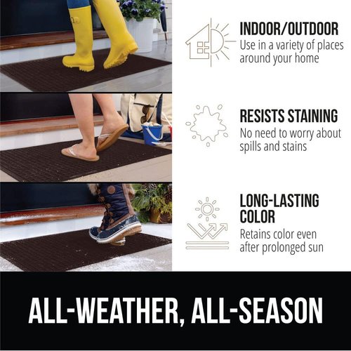GORILLA GRIP® Ultra Absorbent Front Door Mat - Traps Dirt & Moisture, 47x35, Stain & Fade Resistant, Coffee Color