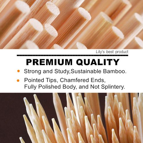 8" Natural Bamboo Skewers for BBQ，Appetiser，Fruit，Cocktail，Kabob，Chocolate Fountain，Grilling，Barbecue，Kitchen，Crafting and Party. Φ=4mm, More Size Choices 6"/10"/12"/14"/16"/17.5"/30"/36"(200 PCS)