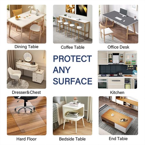 Kasepie PVC Clear Table Cover Protector 42X78Inch, 2mm Thick Plastic Table Cover Rectangle,Clear Table Protector,Desk Protector Mat for Kitchen, Dresser, Writing Desk，Dining Room Table