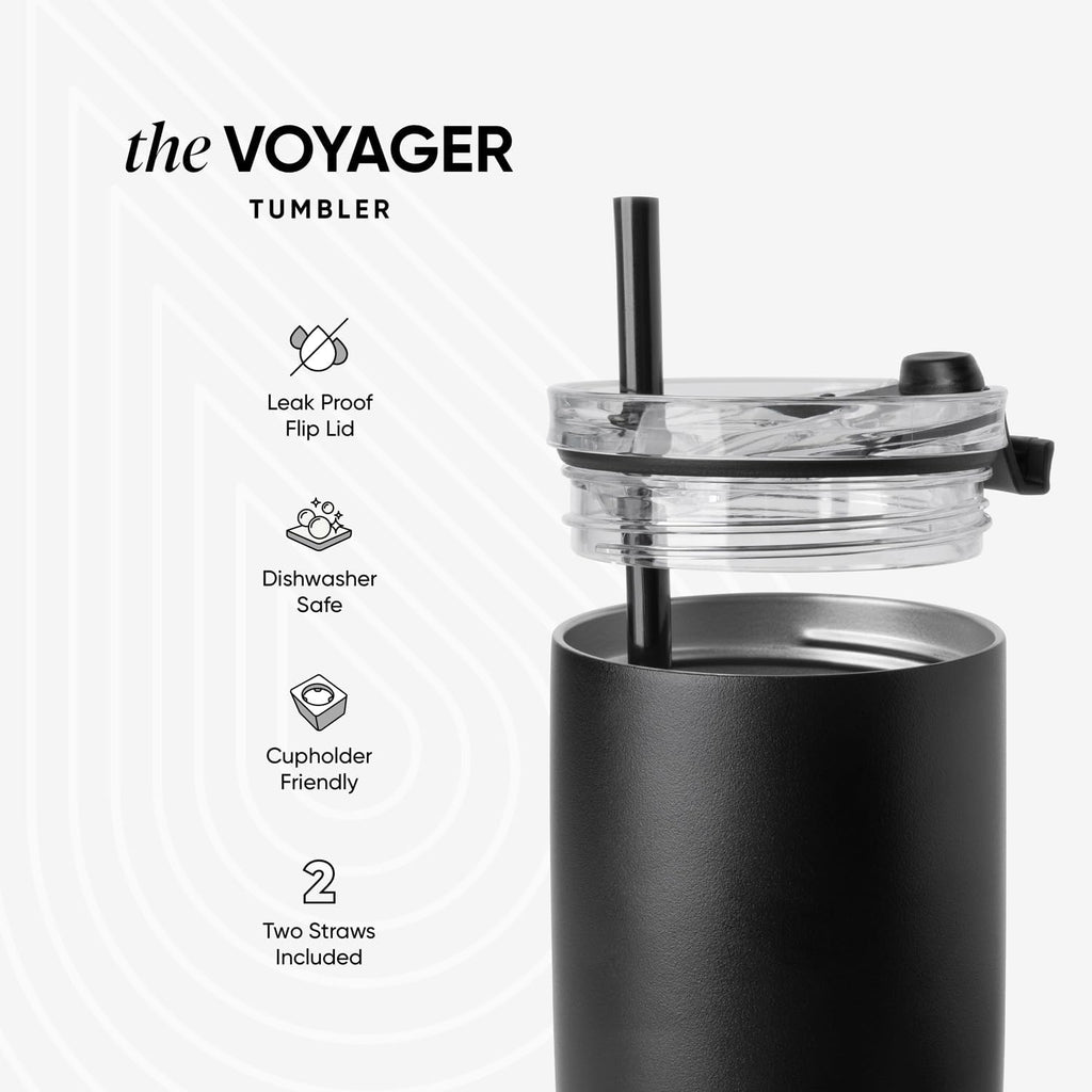 Simple Modern Voyager Tumbler - Insulated Stainless Steel Travel Coffee Mug | 12oz Almond Birch