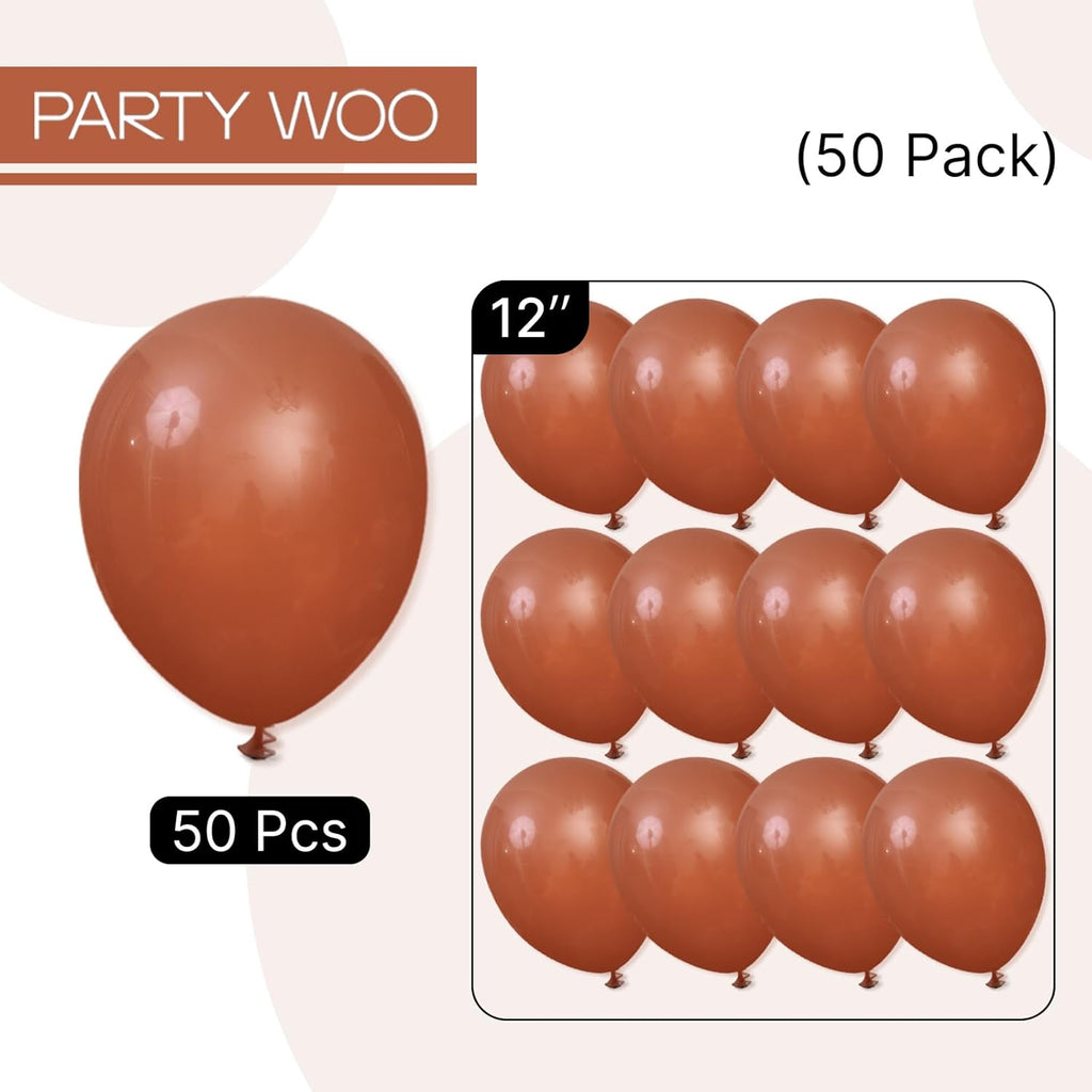 PartyWoo Brown Balloons - 50 Pcs 12 Inch Dark Brown Latex Helium Balloons for Weddings & Parties
