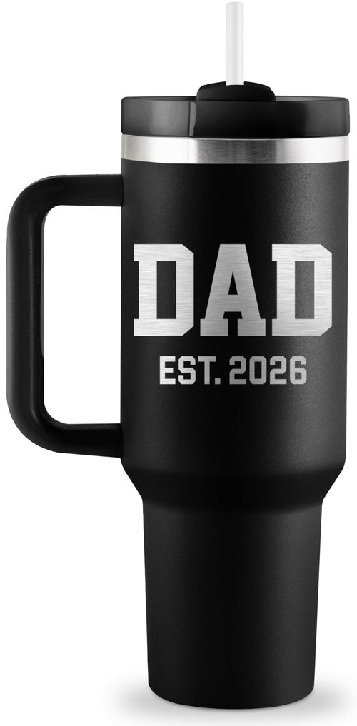 CENDARTE New Dad Gifts First Time Dad to be Gifts DAD EST 2026 First Fathers Day Gift for New Dads 1st Time Daddy Expectant Dads Father to be 40oz Travel Cup Insulated Tumbler with Lid & Straw