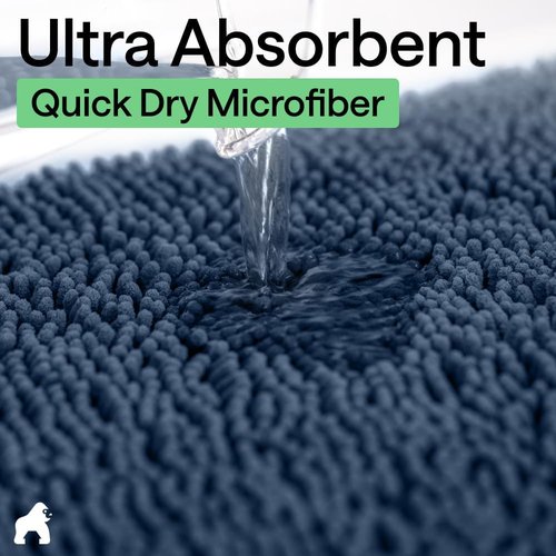 GORILLA GRIP Bath Rug Mat - Soft Absorbent Chenille | Quick Dry Microfiber, 42x24, Navy Blue