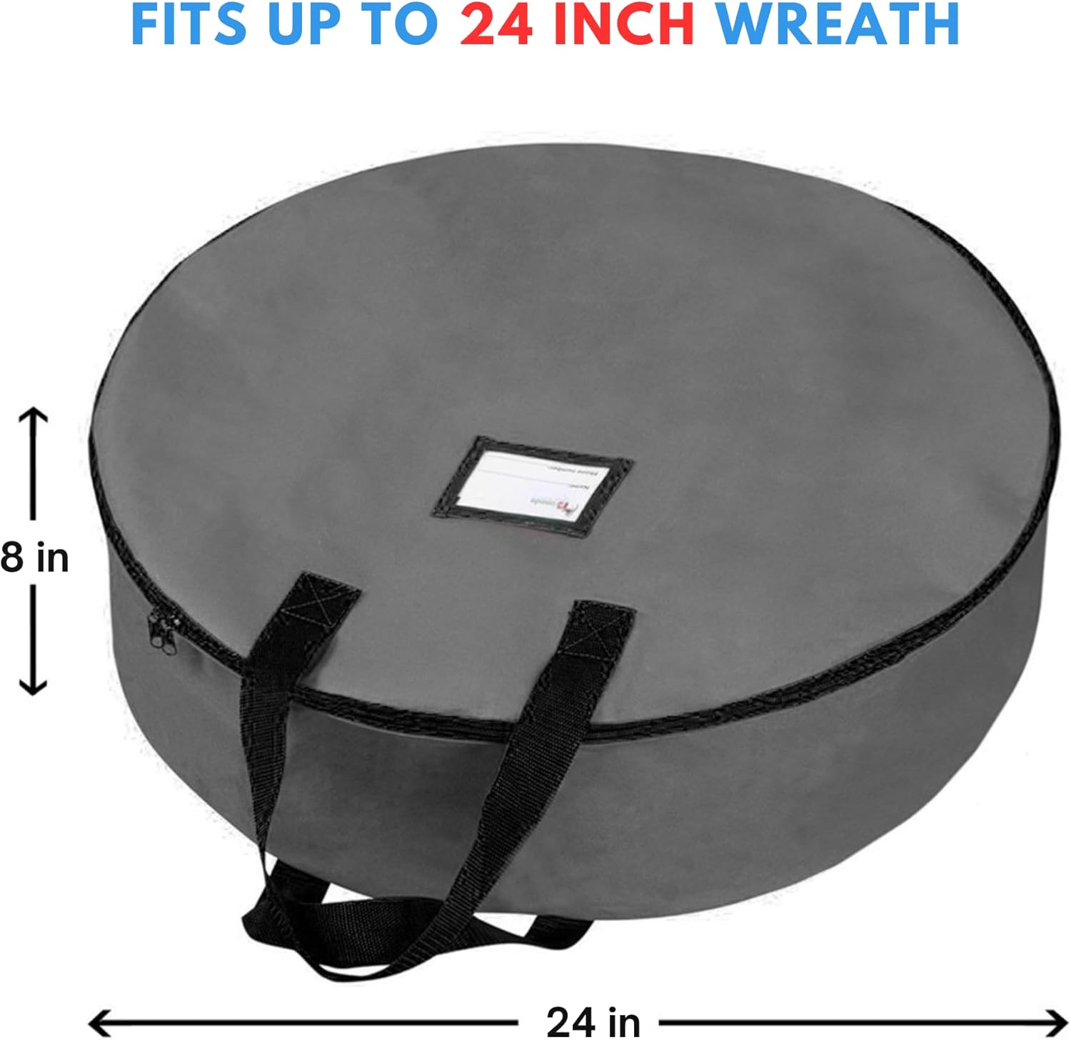 Primode Heavy Duty Christmas Wreath Storage Bag - Durable 600D Oxford Polyester - 24" Gray Container with Handles