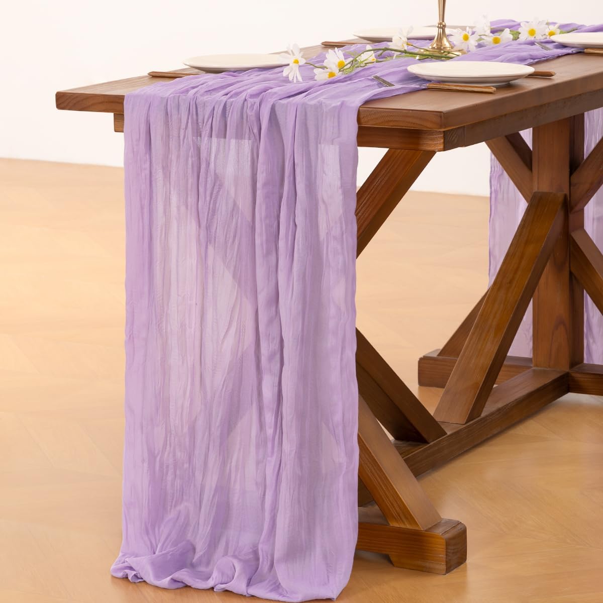 Socomi Lilac Purple Cheesecloth Table Runner - 120 Inch Sheer Gauze for Weddings & Home Decor
