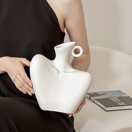 DecoVlog Ceramic Vase, Human Body Vase for Home Decor, Modern Minimalist Boho White Vase for Living Rooms, Bedrooms, Shelves, Dining Tables, Bathrooms, and Offices (White)