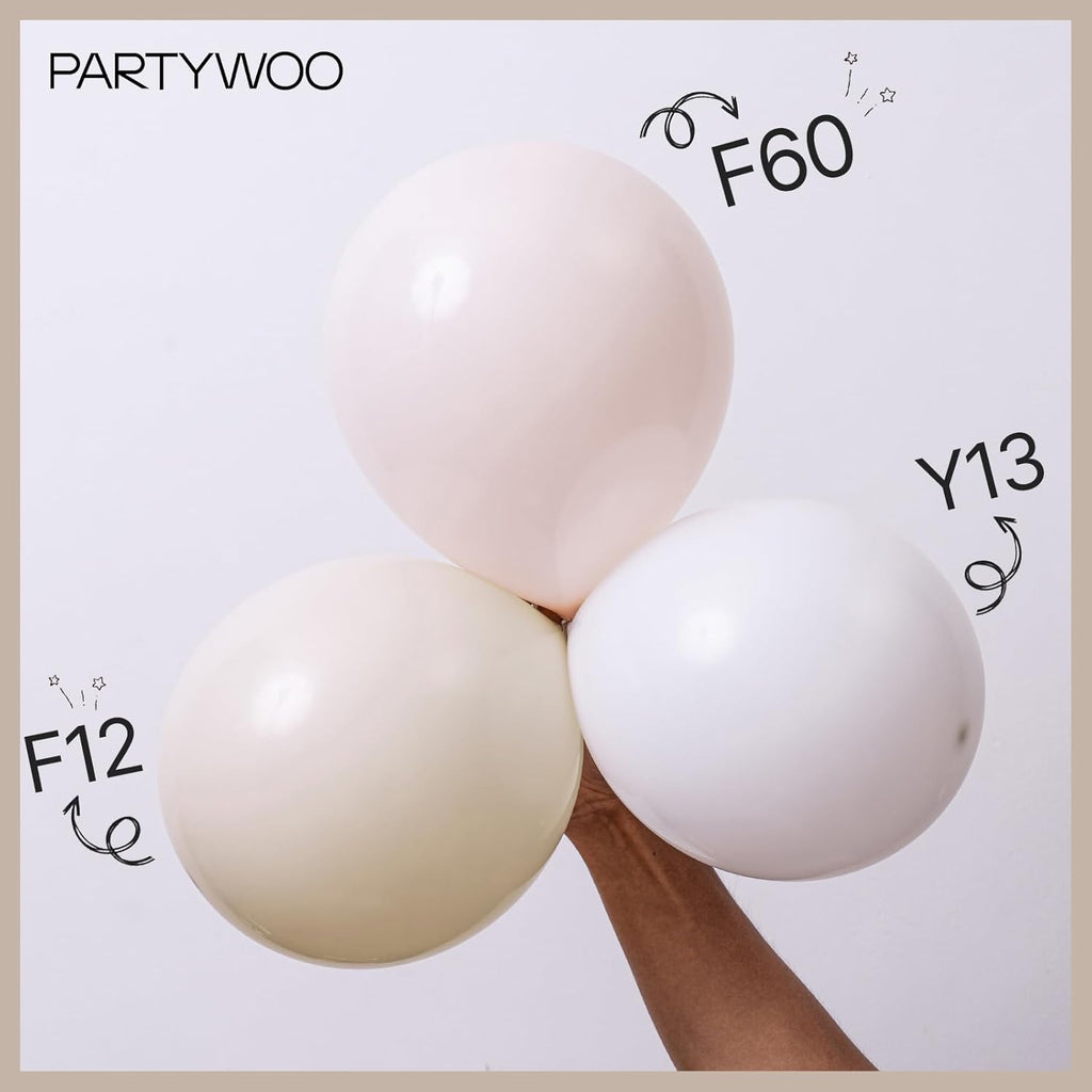 PartyWoo White Balloons - 100 Pcs 12 Inch Latex Helium Pastel White Balloons for Events & Celebrations